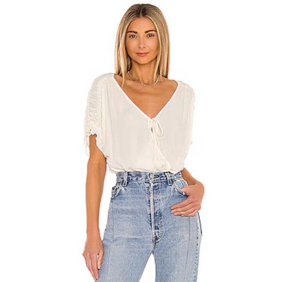 Intimately Free People Cleo Bodysuit XS Ivory Front Oversized Ruched Chic - Picture 1 of 5